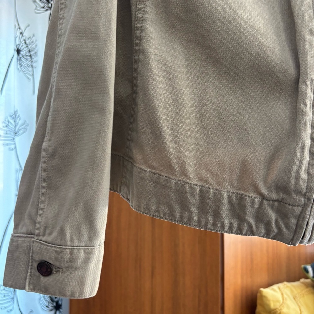 Vintage Cotton Ginny Khaki Tan 100% Cotton Zip-Up Utility Trucker Jacket Size L - Picture 5 of 6